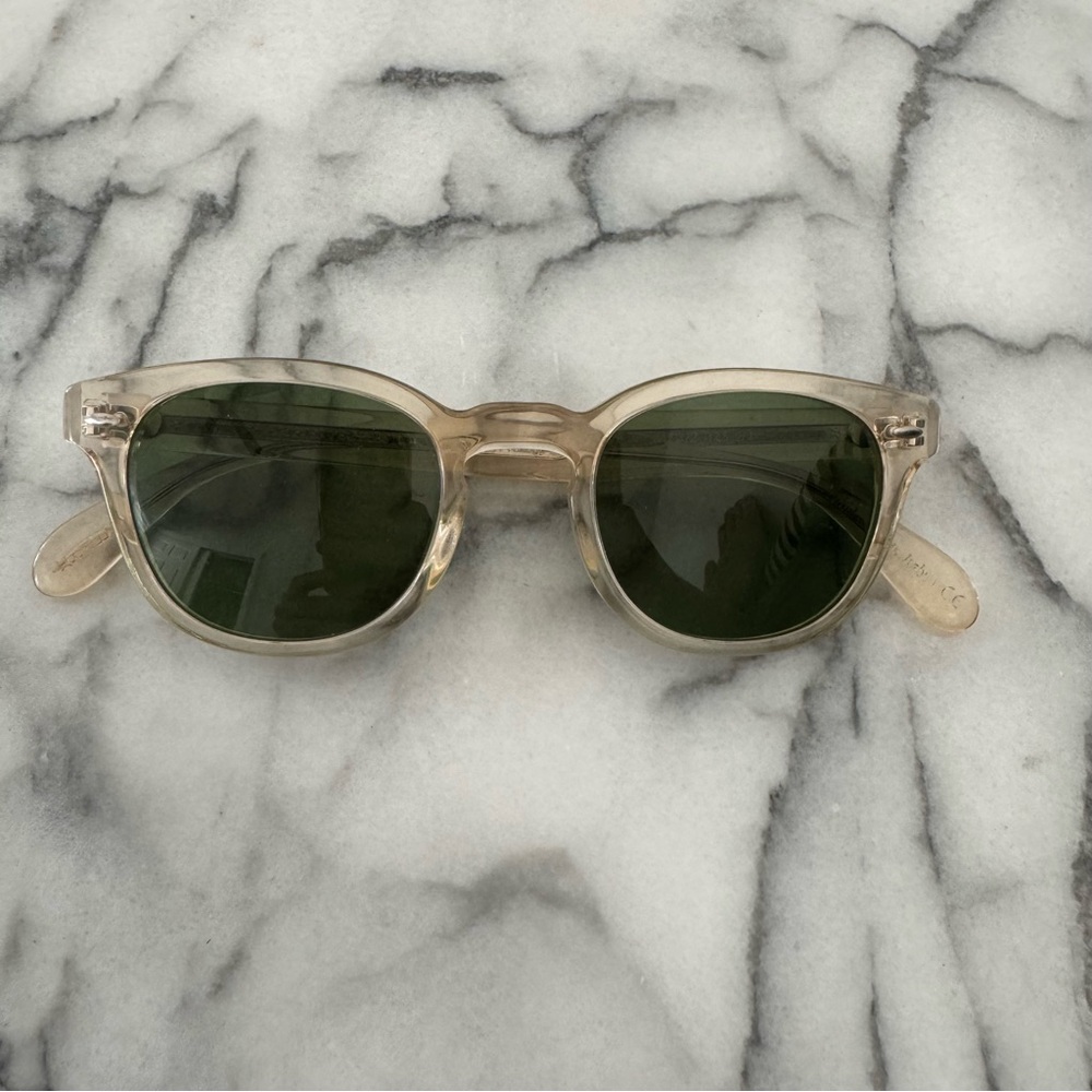 Oliver Peoples Sheldrake Sun - Clear Frame Sunglasses with Green Lenses - Picture 6 of 12